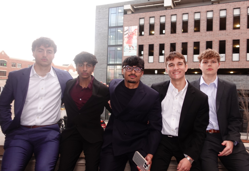 Five Delta Chi members at Spring Formal 2026