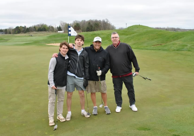 A foursome at the 2026 Delta Chi annual alumni golf outing