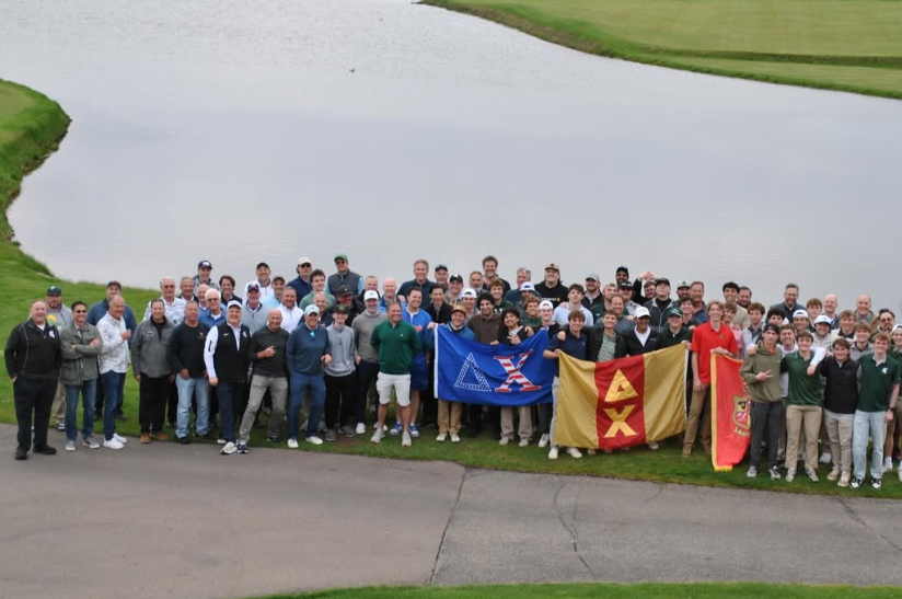 Delta Chi members and alumni together at the 2026 annual alumni golf outing
