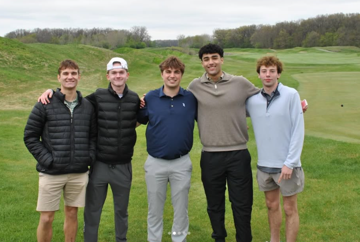 Five Delta Chi members at the 2026 annual alumni golf outing