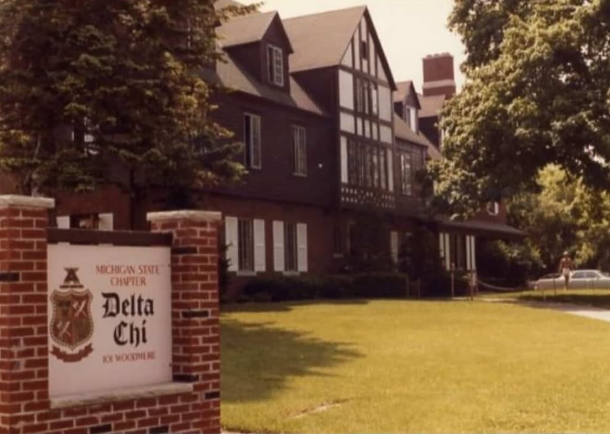 The historic Delta Chi chapter house at Michigan State